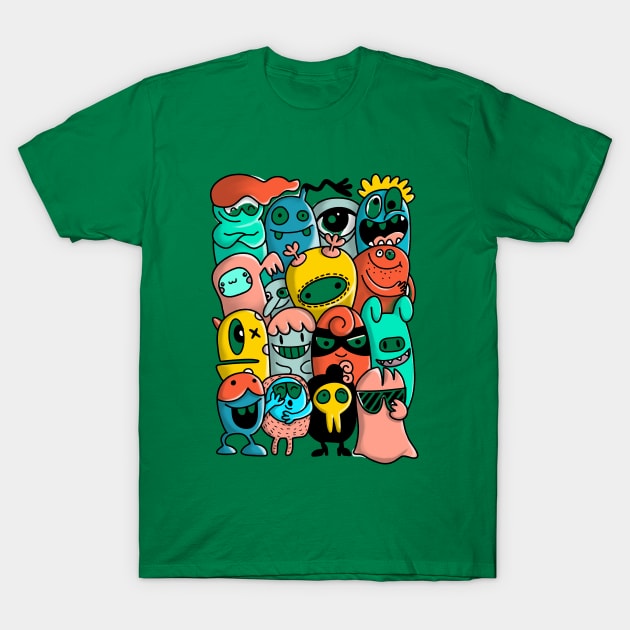 Monster cartoon illustration T-Shirt by Mako Design 